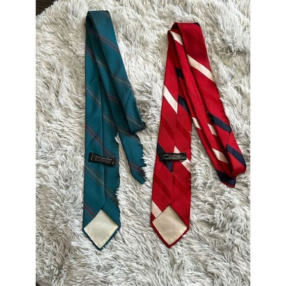 CHRISTIAN DIOR Striped Silk Tie Lot of 2 Ties - Picture 6 of 9
